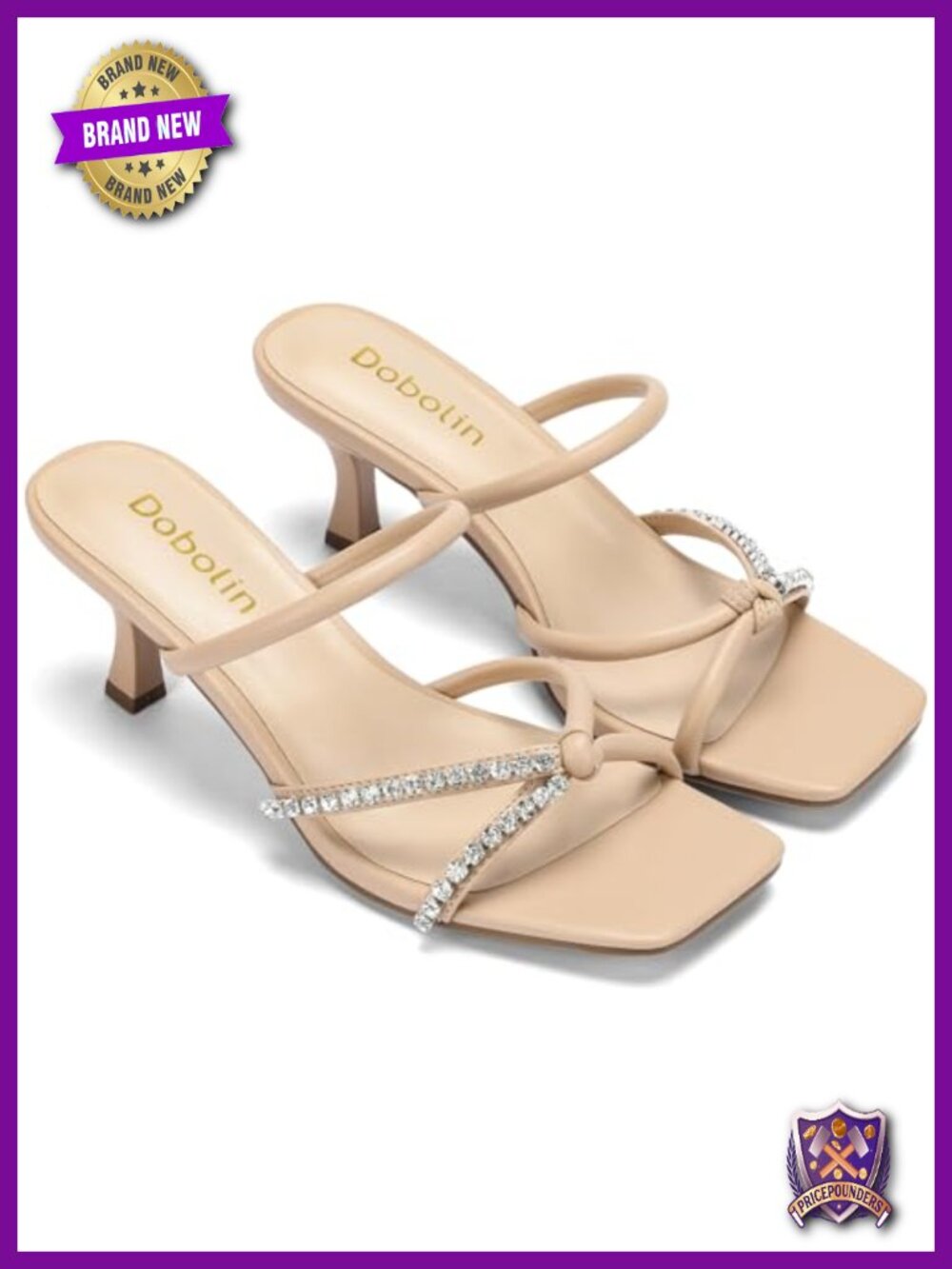 Kitten Heel Sandals Strappy Open Toe Slip On Dress Heels Comfortable - Picture 4 of 6